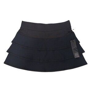 Kyodan Women's Golf Skort Biker Shorts Tiered Mesh Skirt Black Sporty Size L